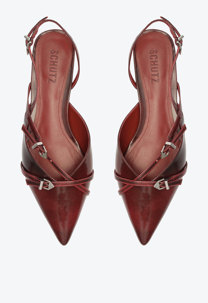 Sapato Mule Slingback Vinho