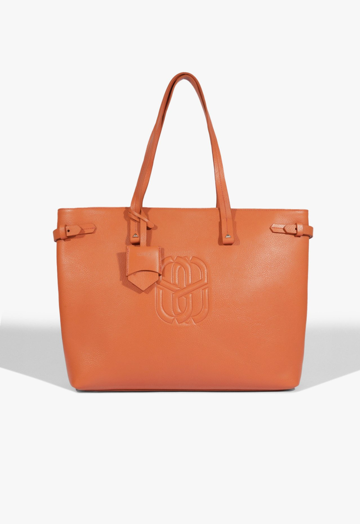 Bolsa Shopping Laranja Schutz Couro | ZZ MALL
