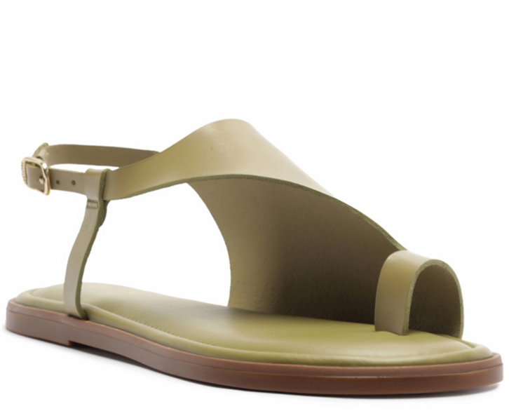 Sandália Rasteira Tira Irregular Couro Verde