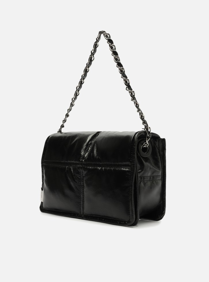 Bolsa Tiracolo Preta Arezzo Couro Puffy Média