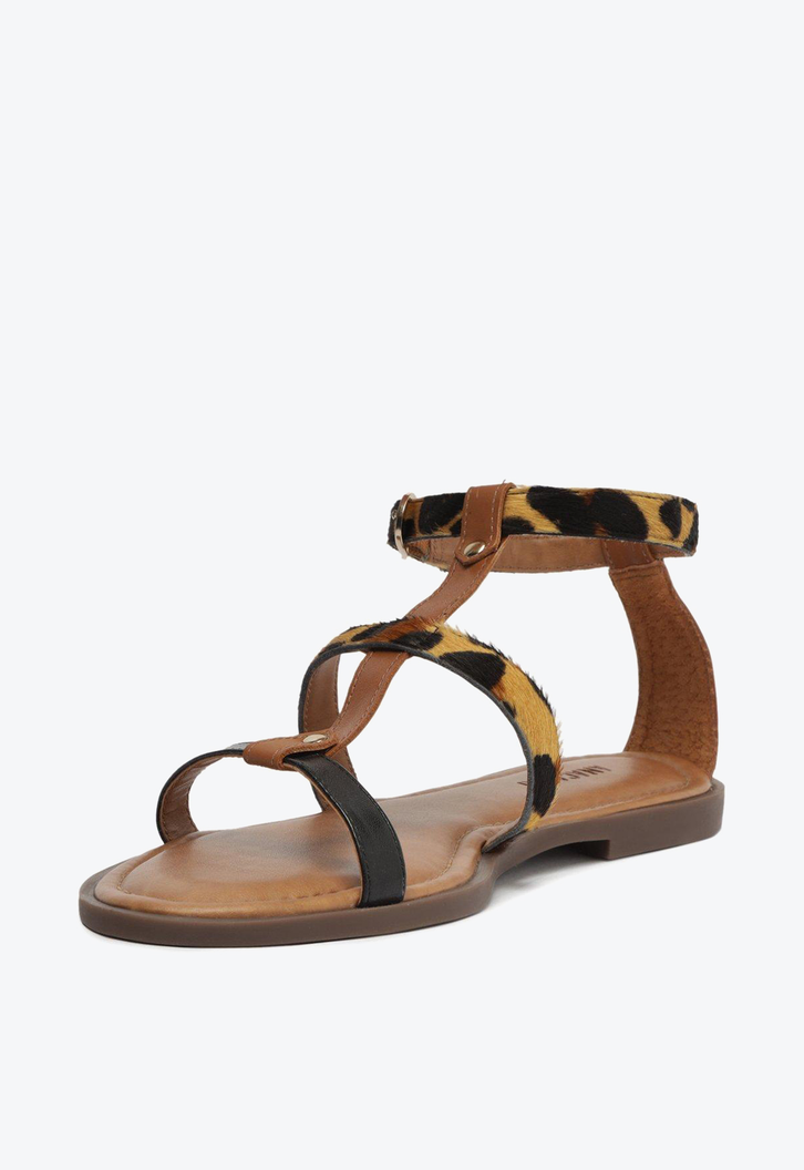 Sandália Rasteira Gladiadora Animal Print Anacapri