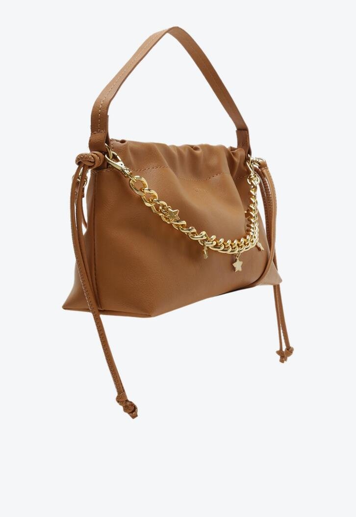 Bolsa Tiracolo Marrom Franzida Média