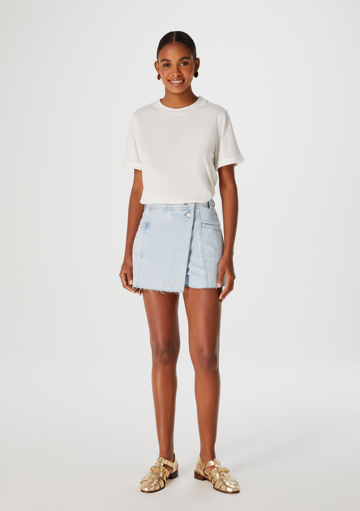 Blusa Off-White Hering Básica Manga Curta Com Dobra