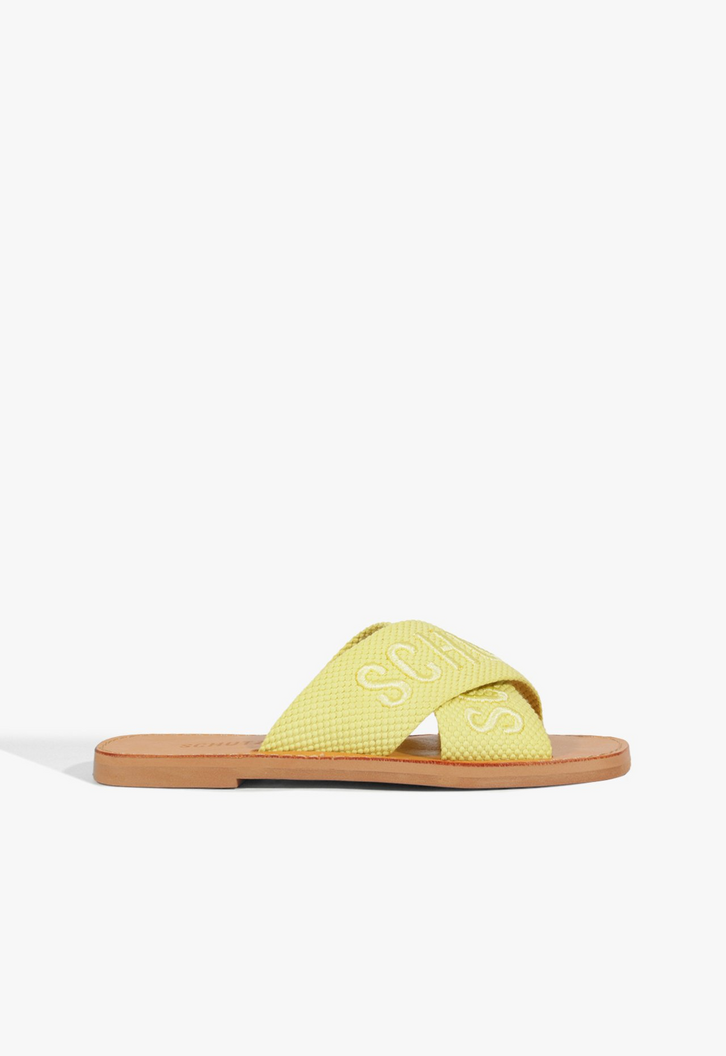 Sandália Rasteira X Schutz Logo Amarela