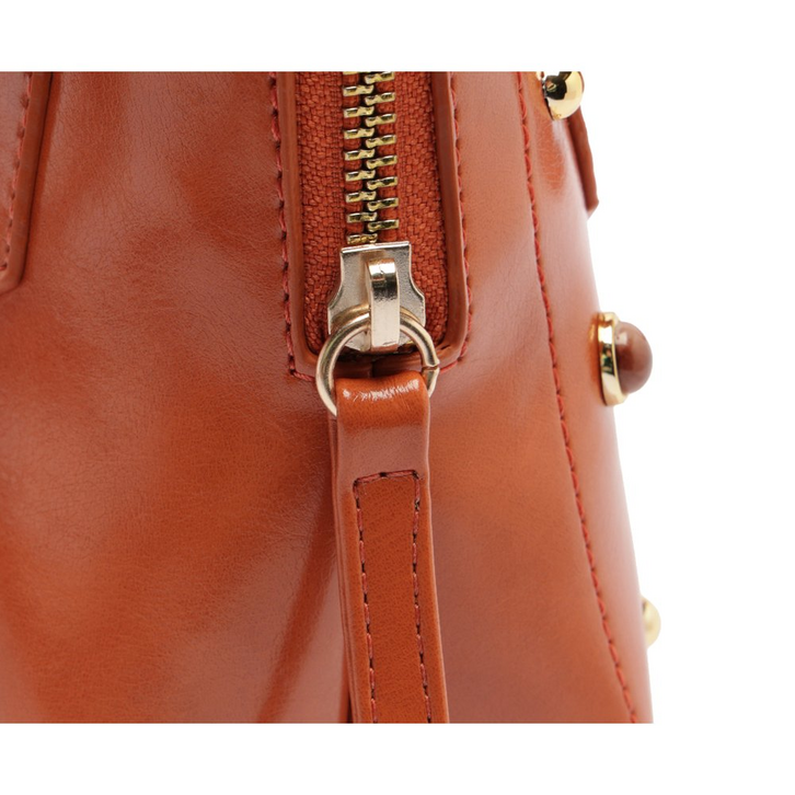 Bolsa Tote Média Pedrarias e Tachas Laranja | ZZ MALL