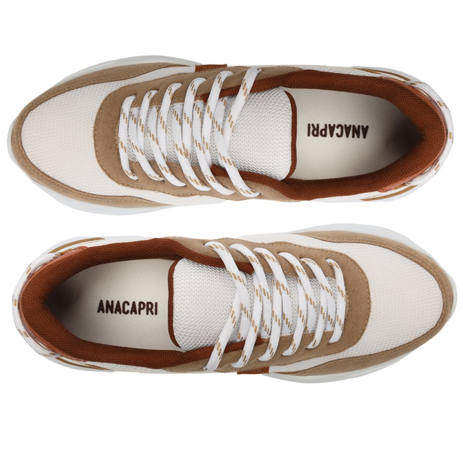 Tênis Chunky Branco Detalhes Assimétricos Marrom