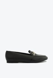 Mocassim Preto Anacapri Bico Quadrado Corrente