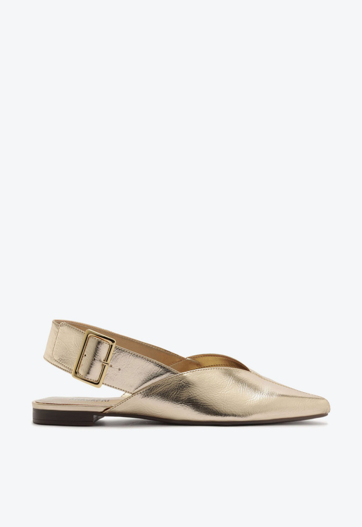 Sapatilha Slingback Tira Larga Dourada
