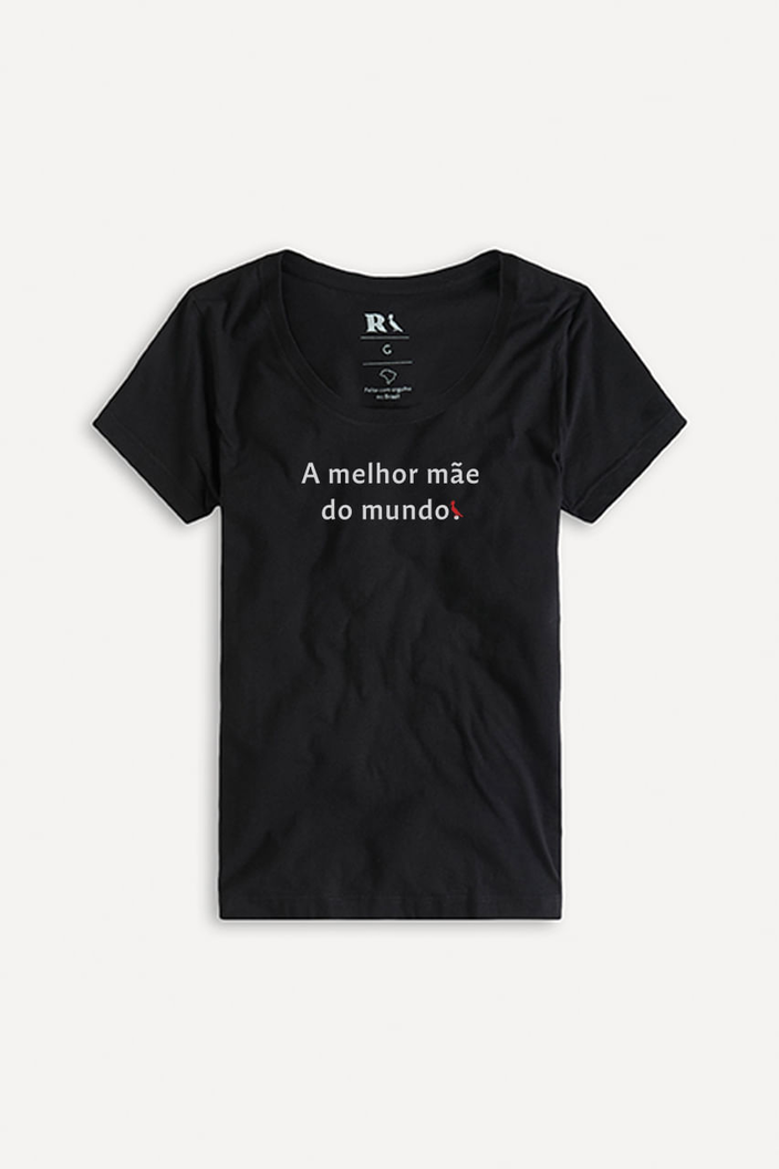 CAMISETA PRETA RESERVA FEM EST A MELHOR MAE DO MUNDO