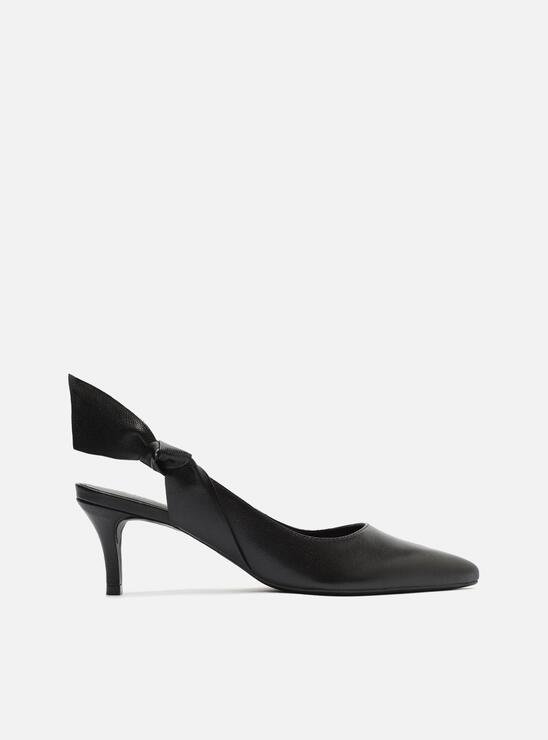 SCARPIN PRETO AREZZO COURO SALTO FINO SLINGBACK NÓ