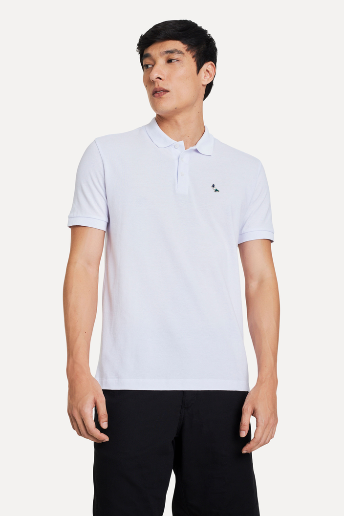 CAMISA POLO BRANCA RESERVA PIQUET PATCH PICA PAU TRICOLOR