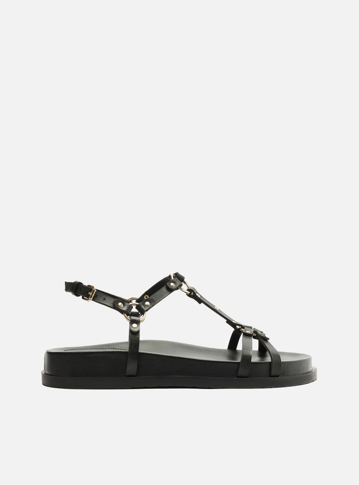 Sandália Papete Preta Fivelas