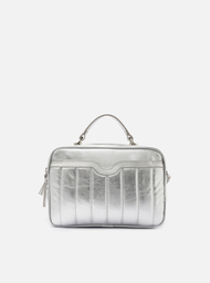 Bolsa Tiracolo Prateada Couro Francine Média