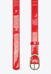 Cinto Largo Fivela Metálica Verniz Vermelho