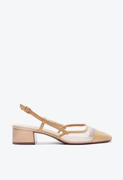 Sapatilha Bege Anacapri Slingback Tela Transparência Salto
