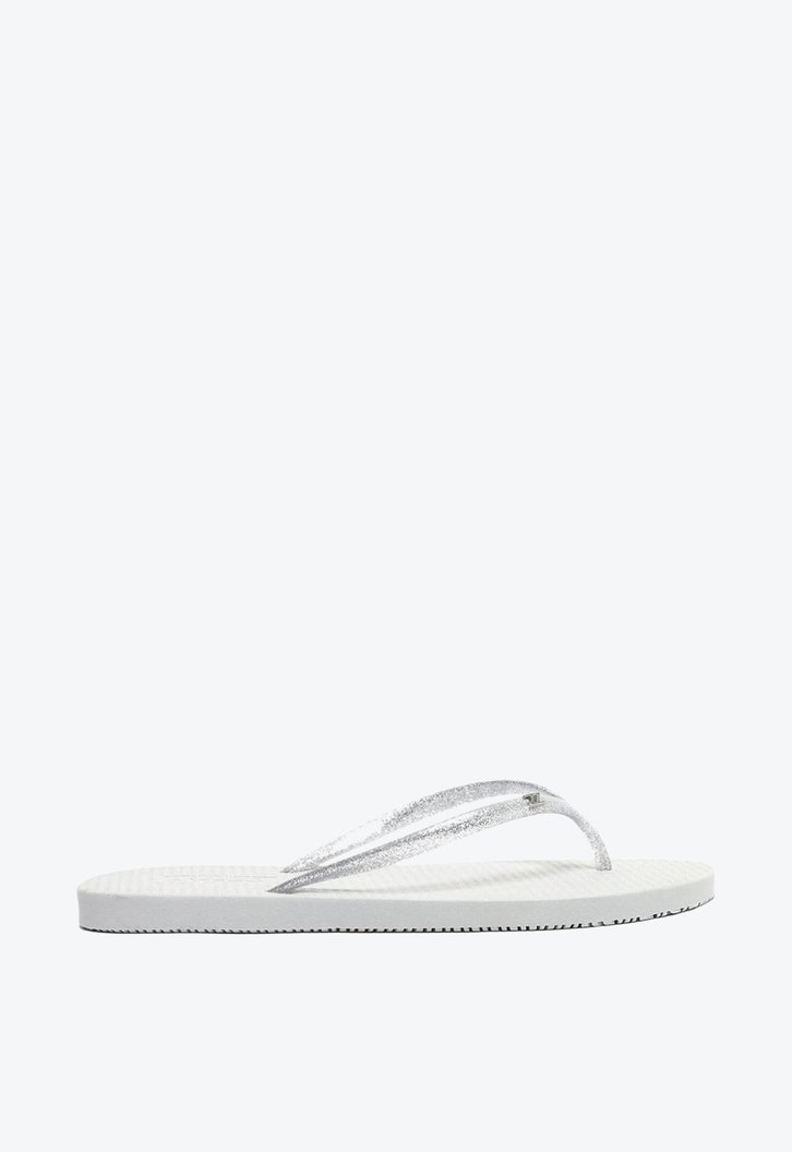 Chinelo De Dedo Prata Brizza Tira Metalizada
