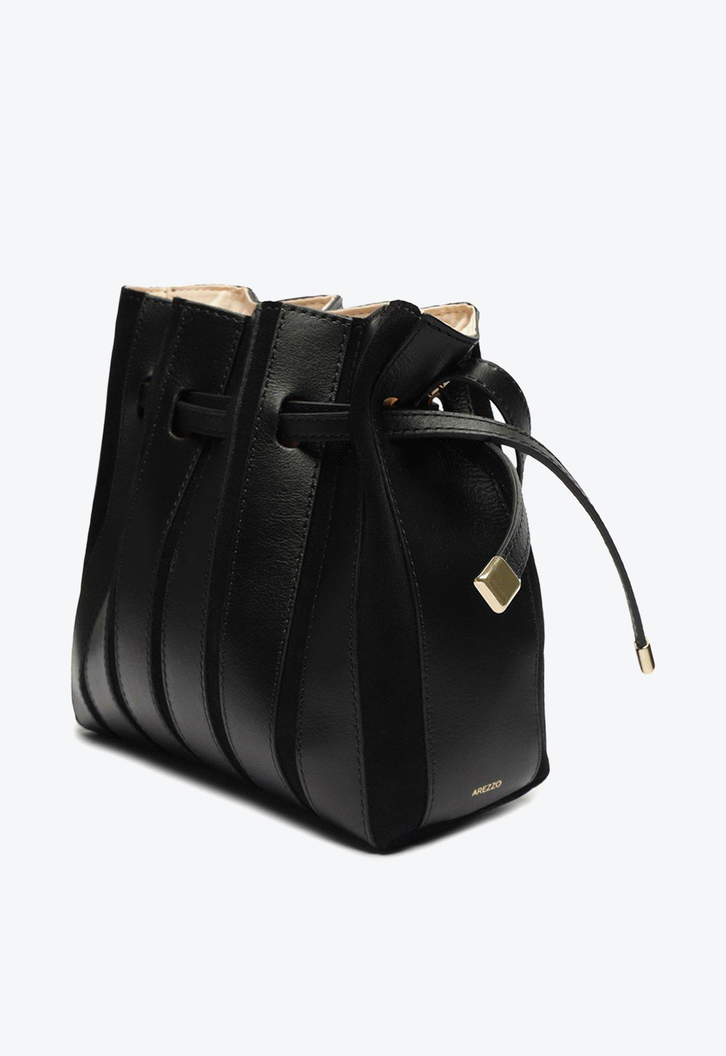 Bolsa Bucket Preta Arezzo Couro Parioli Pequena