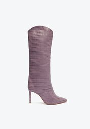 Bota Roxa Schutz Cano Longo Salto Maryana Couro Croco