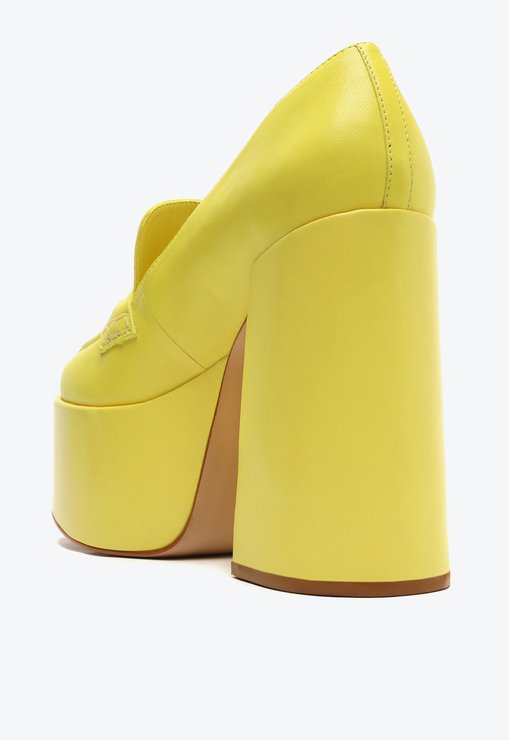 Sapato Mocassim Viola Platform Couro Amarelo
