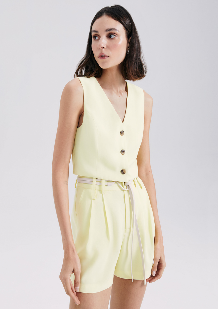 Colete Amarelo Hering Cropped Em Viscose