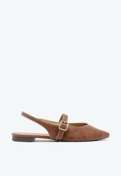 Sapatilha Marrom Anacapri Slingback Tira Fivela Bico Fino