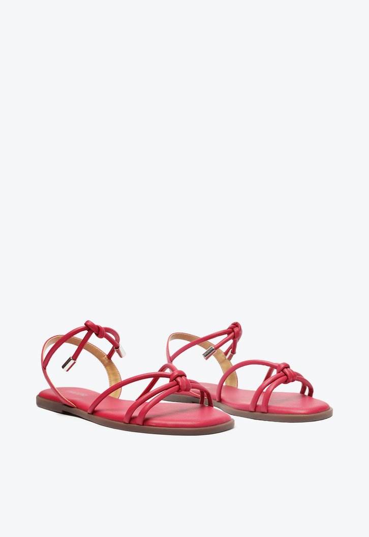 Sandália Rasteira Rosa Tiras Boho
