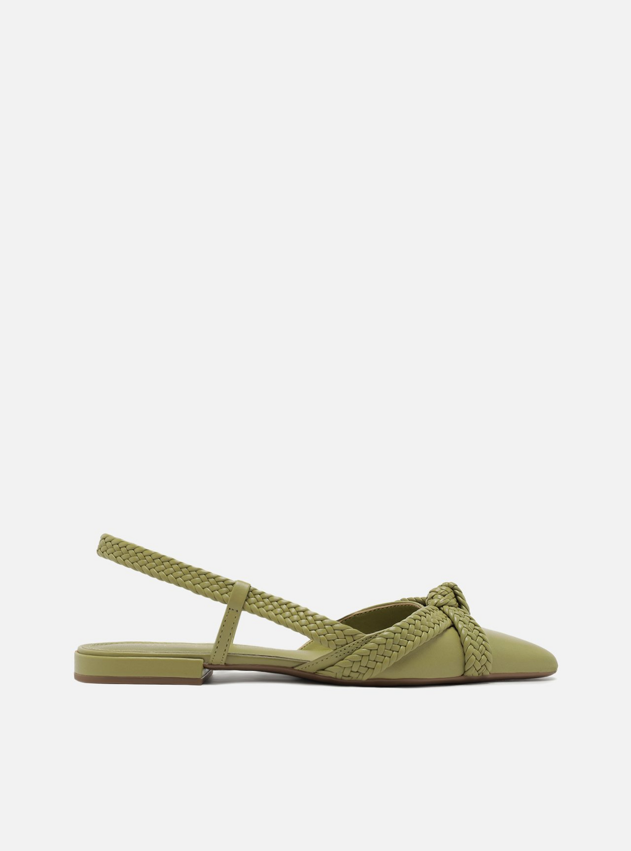 Sapatilha Verde Bico Fino Slingback Nó | ZZ MALL