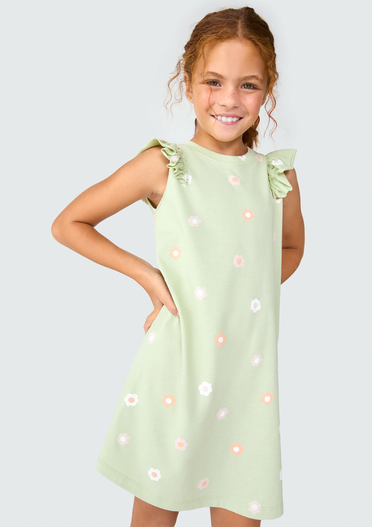 Camisola Verde Hering Infantil Com Babado + Scrunchie