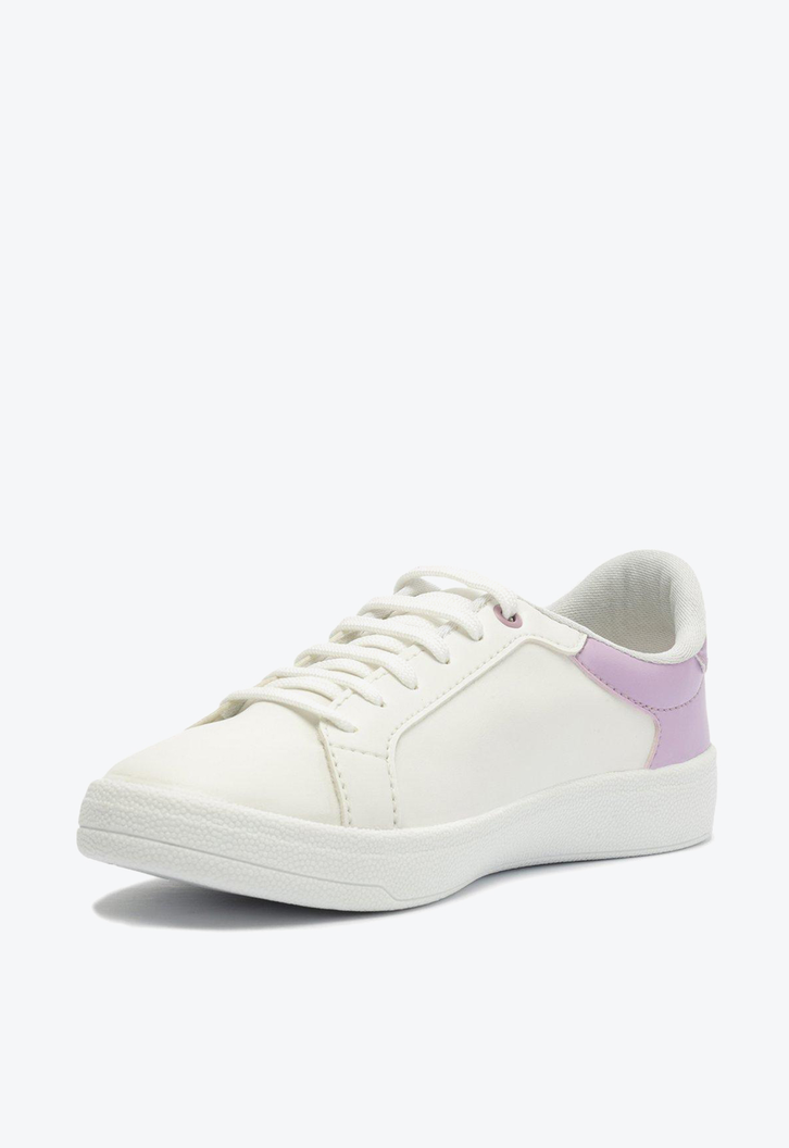 Tênis Casual Branco Anacapri Detalhe Lilás