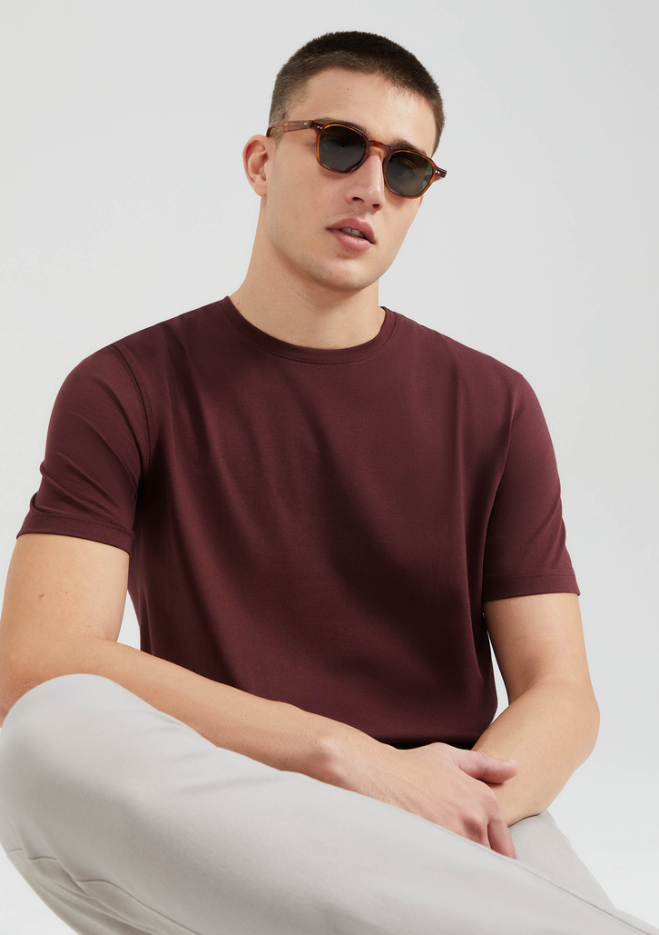 Camiseta Básica Vinho Hering Masculina Manga Curta Pima