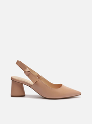 Scarpin Nude Arezzo Couro Bico Fino Slingback