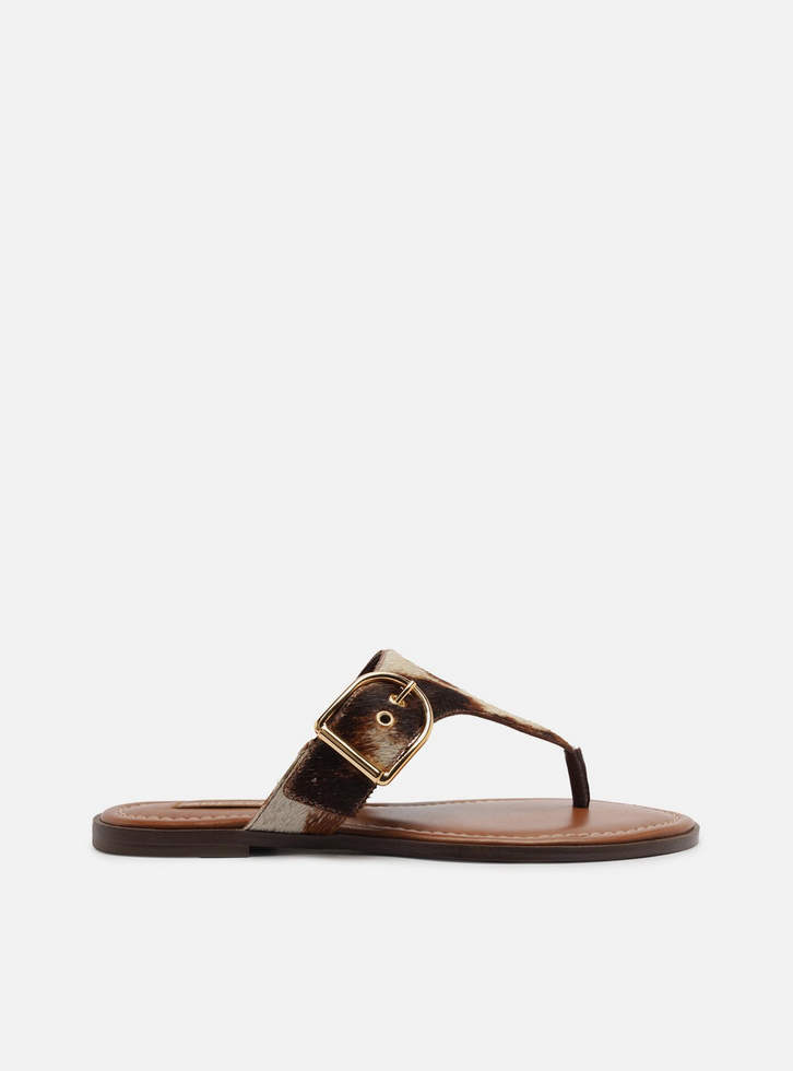 Rasteira Animal Print Tira Thong Fivela