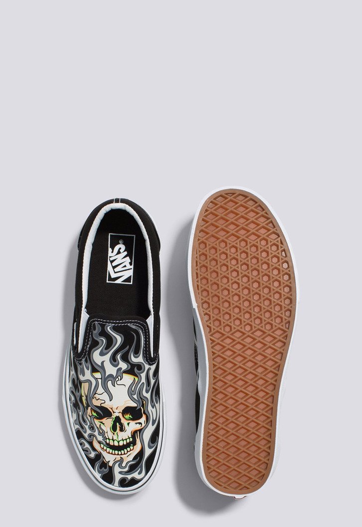 Tênis Slip-On Flame Skull Black True White