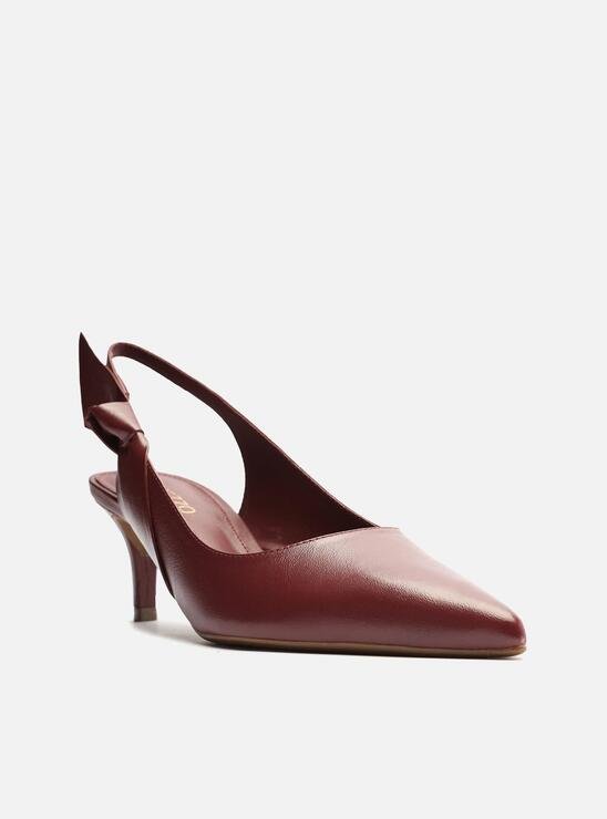 SCARPIN VINHO AREZZO COURO SALTO FINO SLINGBACK NÓ