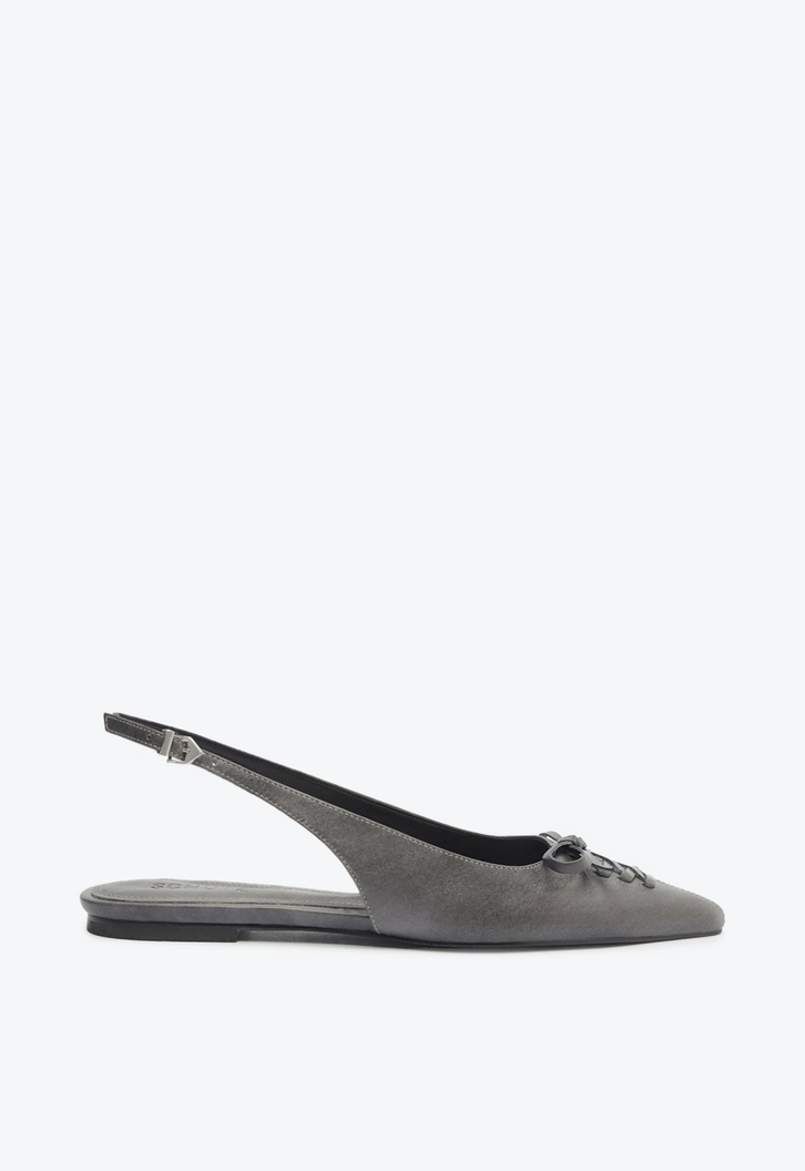 Sapato Slingback Cady Ballet Couro Preto