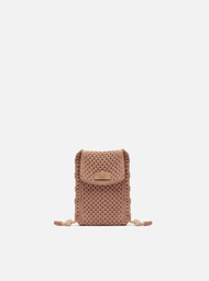 Mini Bag Rosa Crochê Porta-Celular