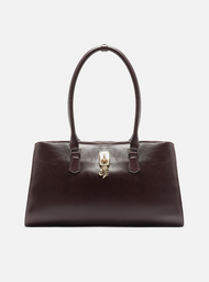 Bolsa Tote Bordô Couro Grande Metal Charms