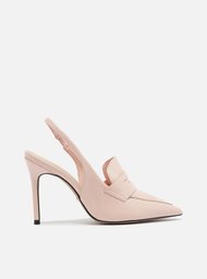 Scarpin Rosa Arezzo Verniz Salto Alto Sling Back