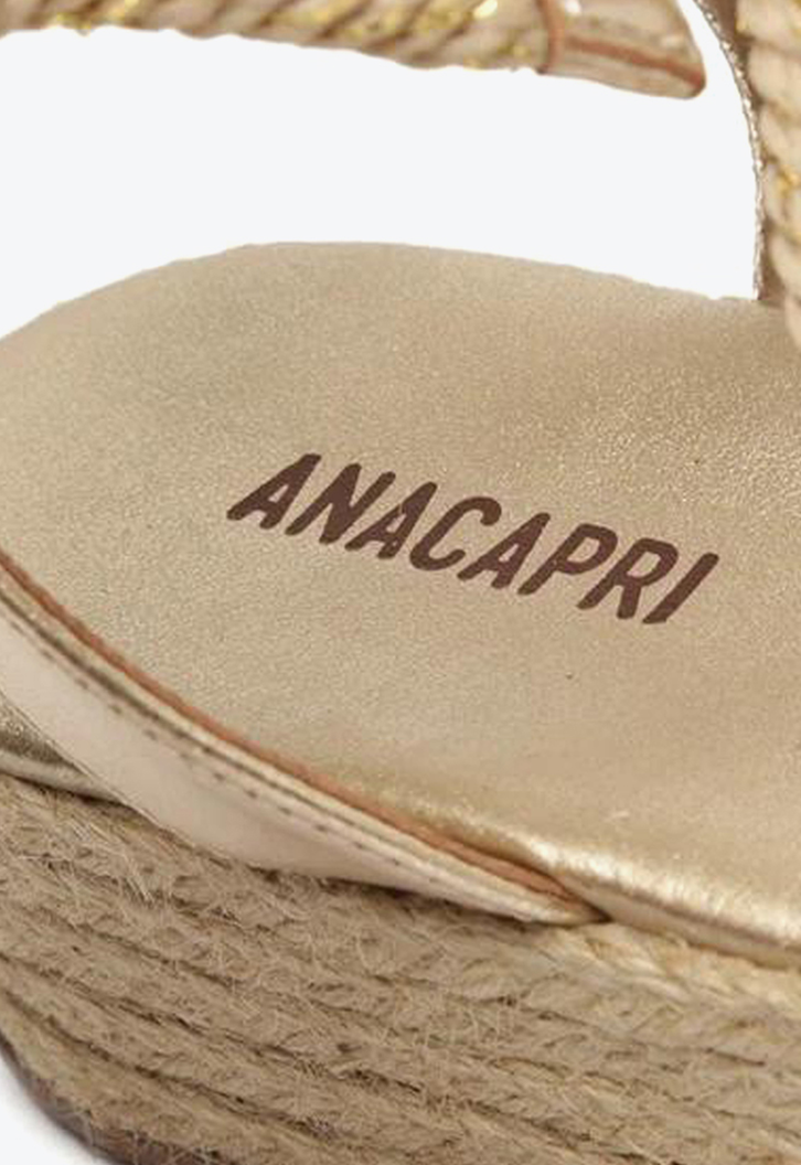 Sandália Flatform Dourada Anacapri Amarração Corda