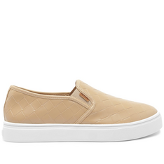 Tênis Slip On Sola Alta Liso Bege