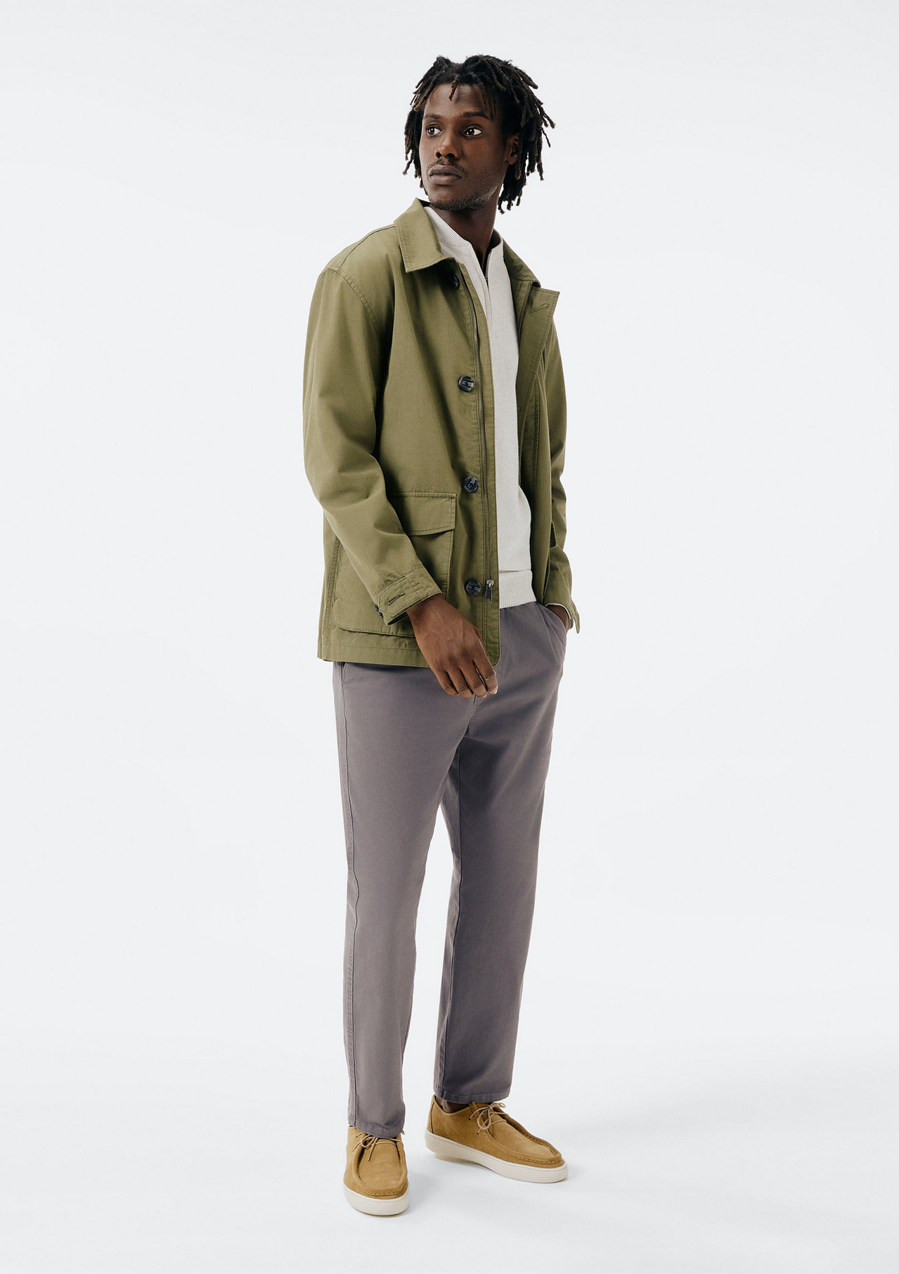 Parka Verde Hering Reta em Sarja | ZZ MALL