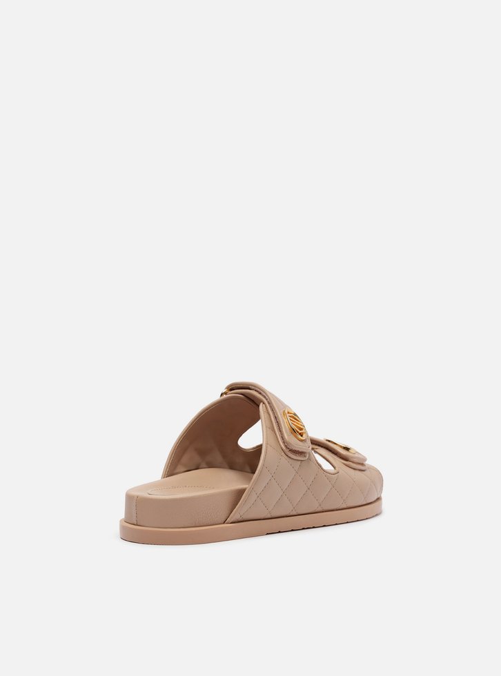 Sandália Papete Soft Couro Matelassê Velcro