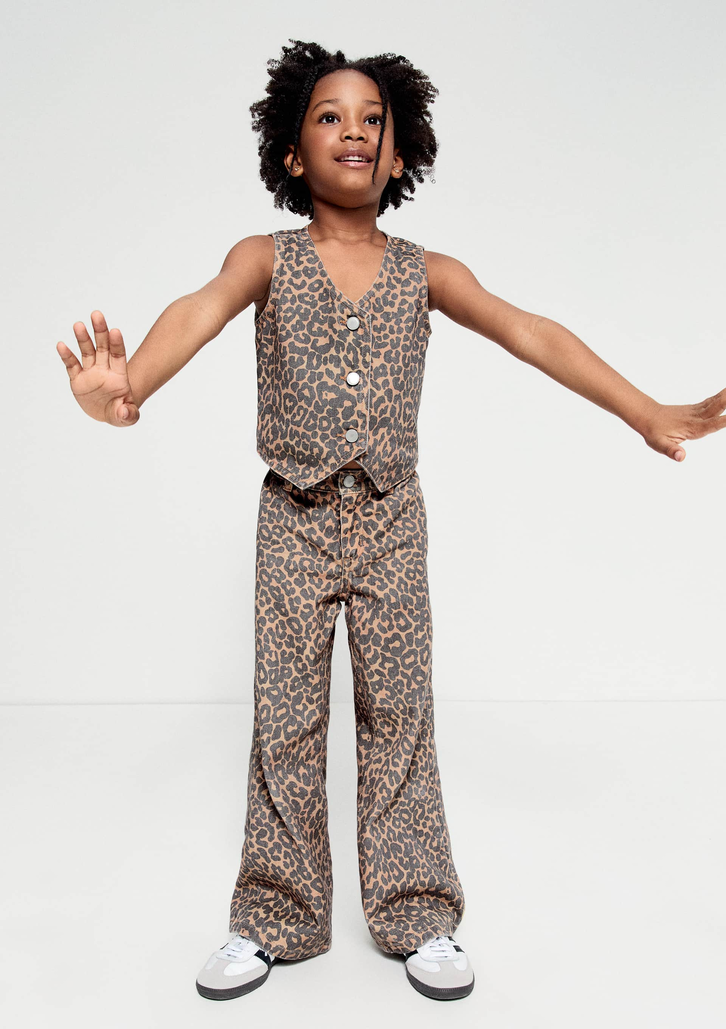Calça Infantil Marrom Hering Em Sarja Animal Print