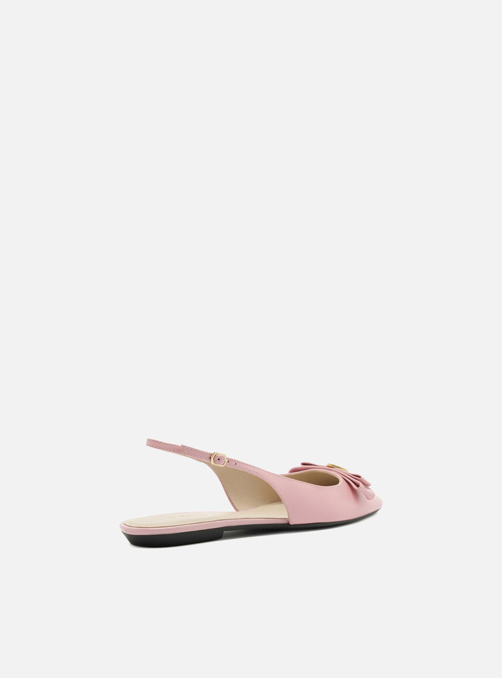 Sapatilha Rosa Arezzo Couro Slingback Laço Medalha