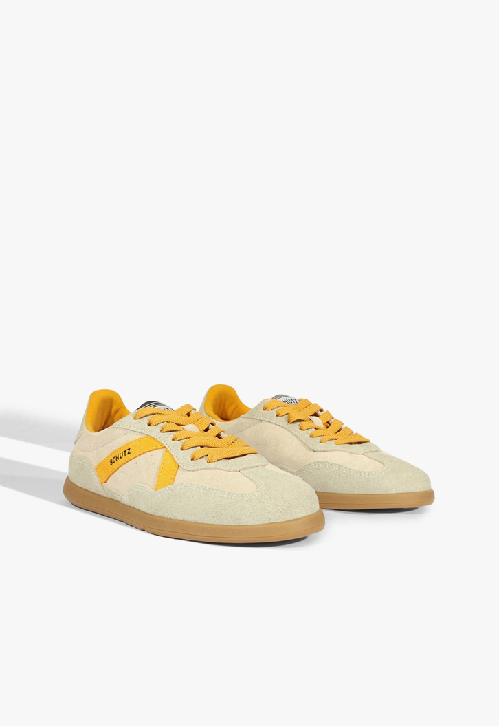 Tênis ST Camurça Branco e Amarelo
