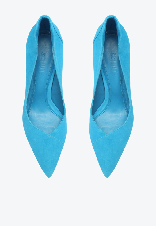 Sapato Scarpin Azul Schutz Salto Alto Arlete Camurça