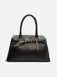 Bolsa Shopping Preta Arezzo Couro Grande Tira Fivela