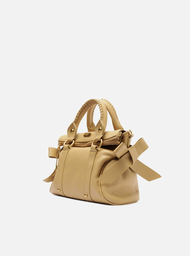 Bolsa Tote Bege Couro Pequena Alças Mix