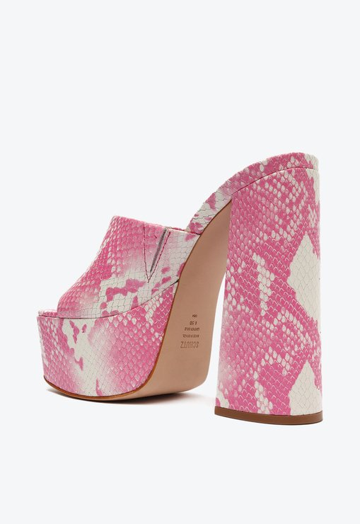 SANDÁLIA MULE ROSA SCHUTZ SALTO ALTO COURO