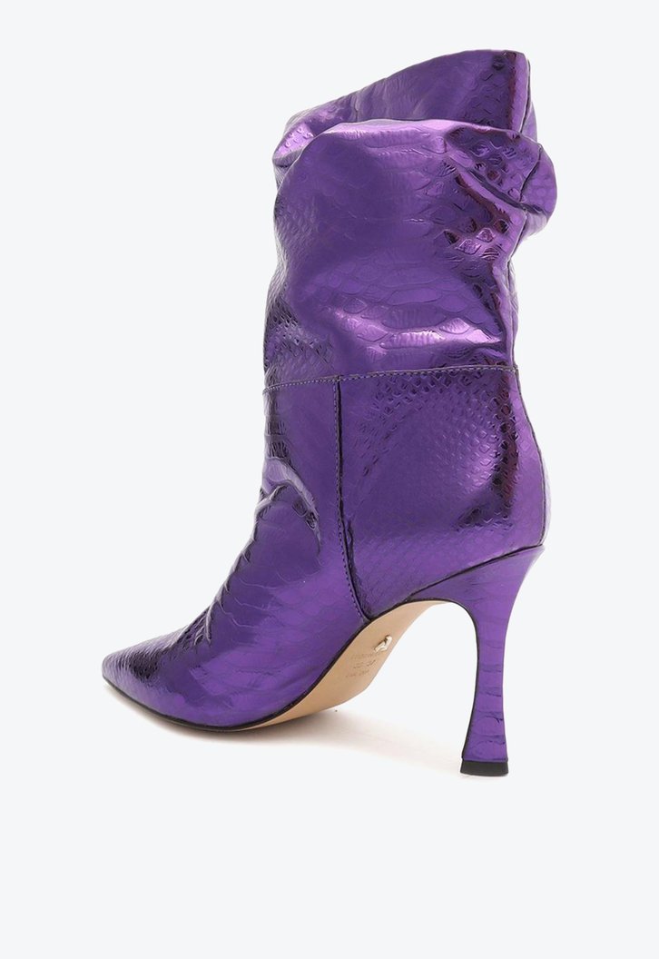 Bota Roxa Arezzo Snake Salto Alto Fino Slouchy